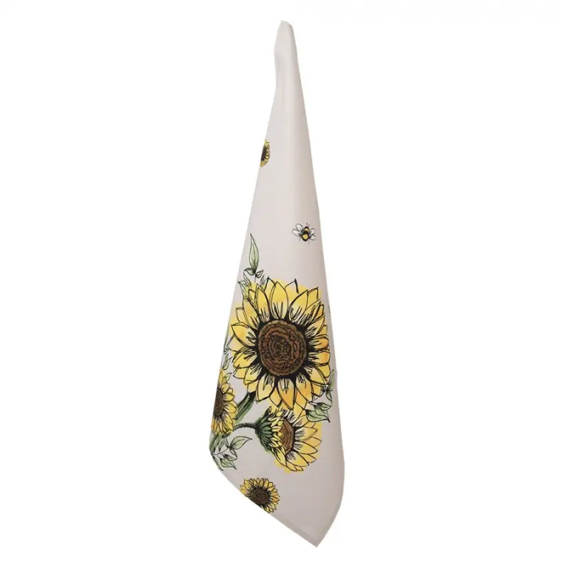 Béžová bavlněná utěrka se slunečnicemi Sunny Sunflowers