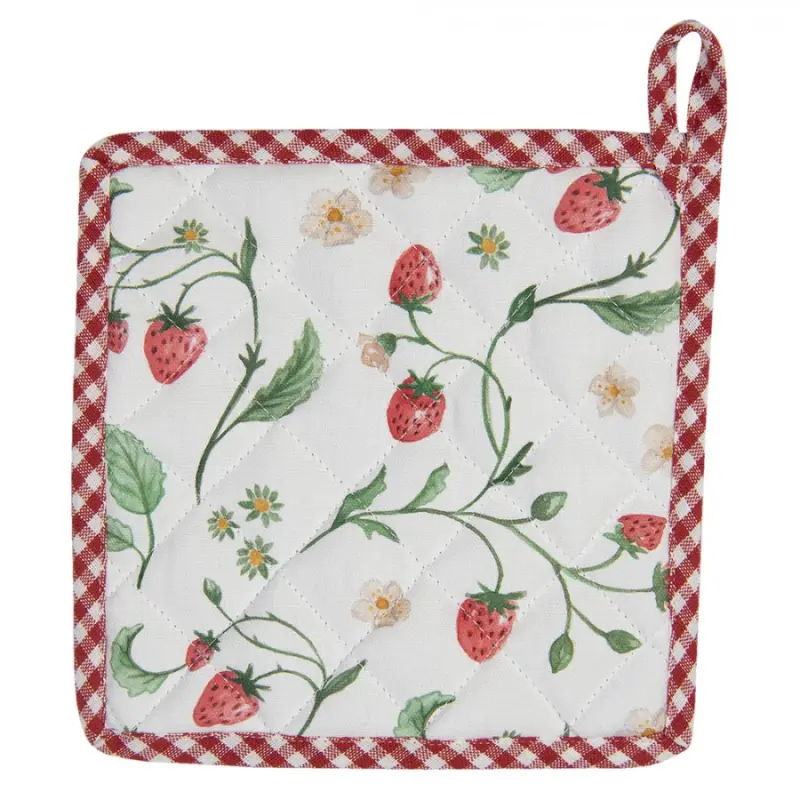 Bavlněná podložka pod hrnec s motivem jahod Wild Strawberries – 20x20 cm