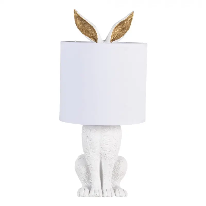Bílá stolní lampa králík s bílým stínidlem Rabbi - Ø 20*45 cm E27/max 1*60W Clayre & Eef