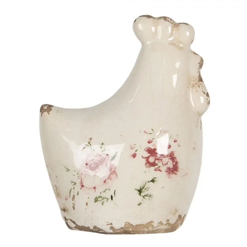 Dekorace vintage kohoutek s růžemi Rose – 9x6x11 cm