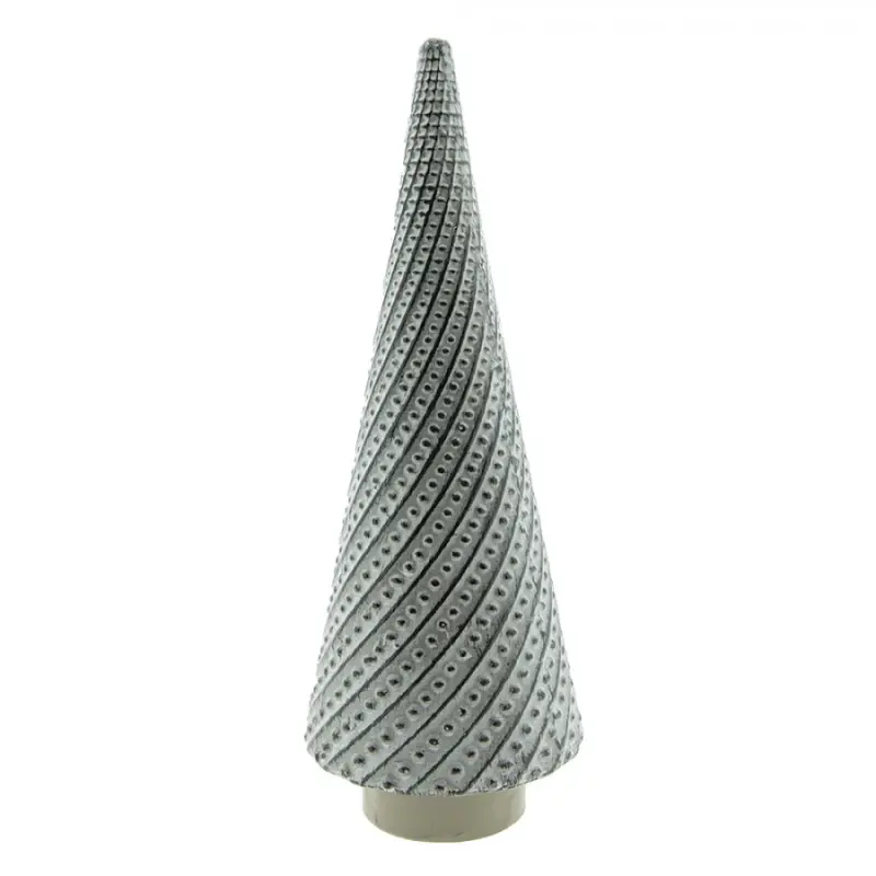Šedý porcelánový dekorační vánoční stromek L – 13x33 cm