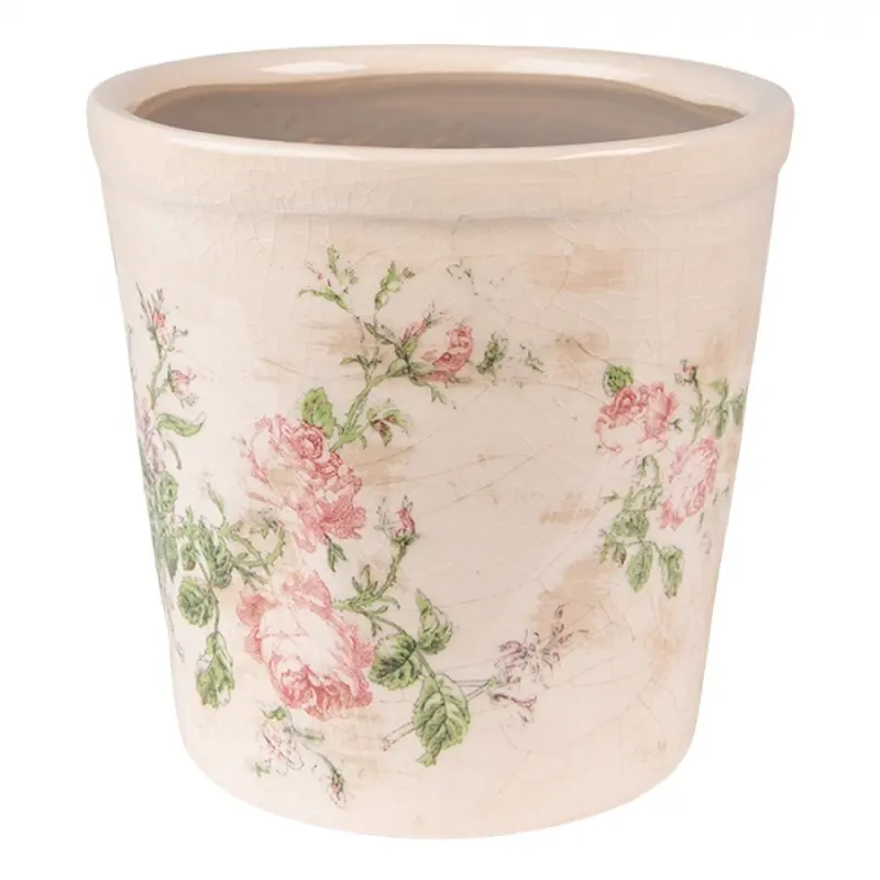 Keramický obal na květináč s růžemi Roses V M – 15x14 cm