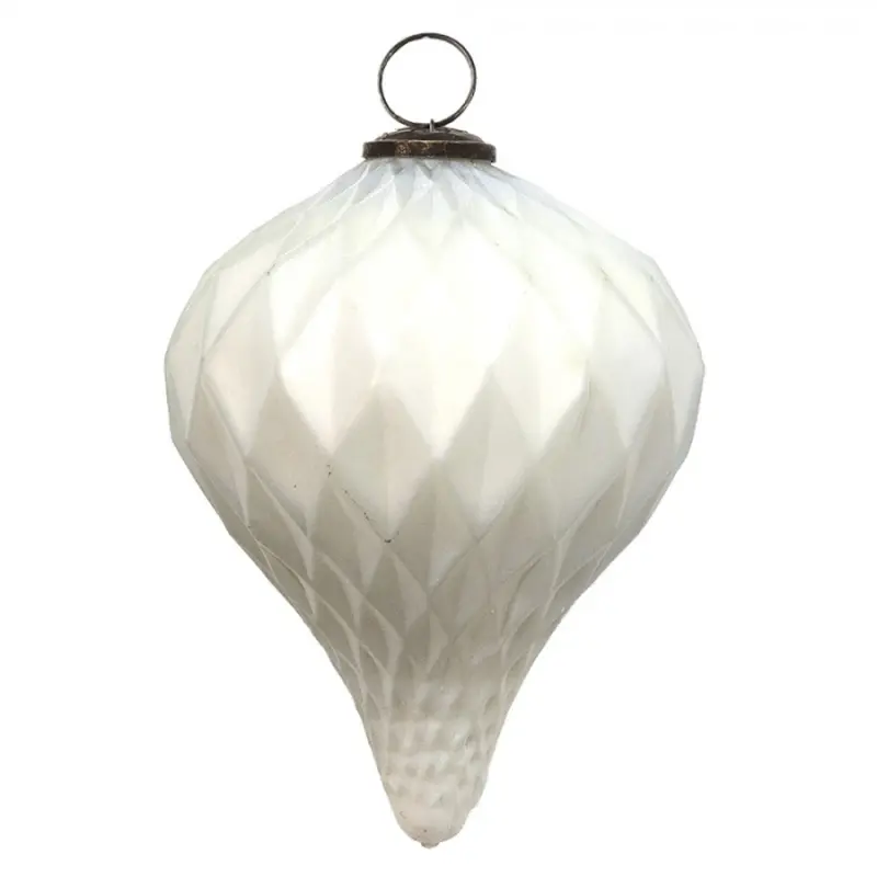 Bílá antik skleněná ozdoba Vinett XL - Ø 16*20 cm Clayre & Eef