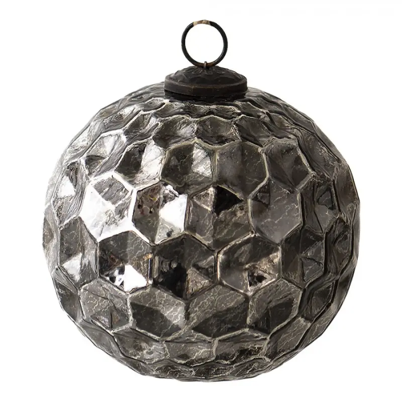 Černá antik skleněná koule Hexagon Black L - Ø 15*15 cm Clayre & Eef