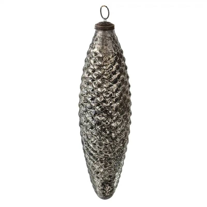 Černá antik skleněná vánoční ozdoba s patinou - Ø 7*25 cm Clayre & Eef