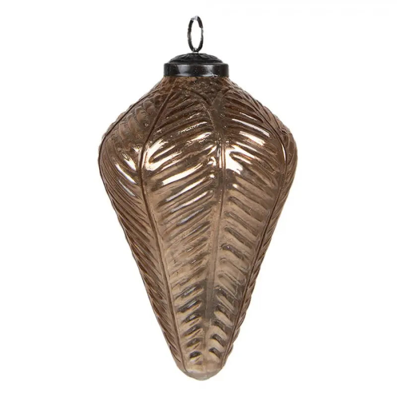 Bronzová skleněná vánoční ozdoba šiška L - Ø 10*16 cm Clayre & Eef