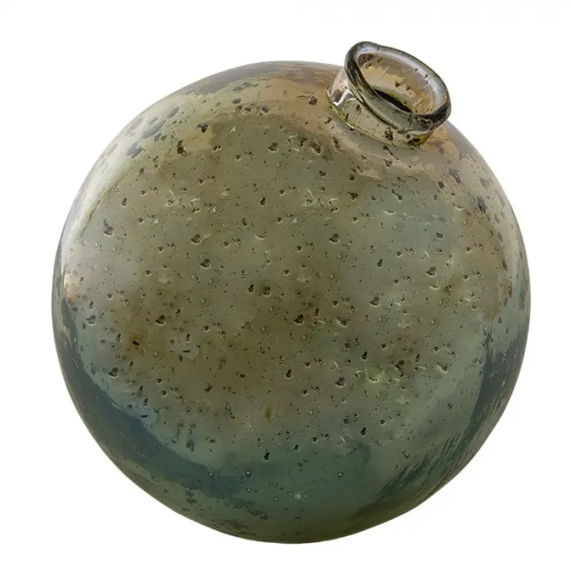 Skleněná zelená kulatá foukaná váza Sandy I – 13x13 cm