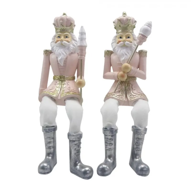 Vánoční dekorace Socha Louskáček Růžová Bílá 6*6*12/21 cm – 6x6x12/21 cm