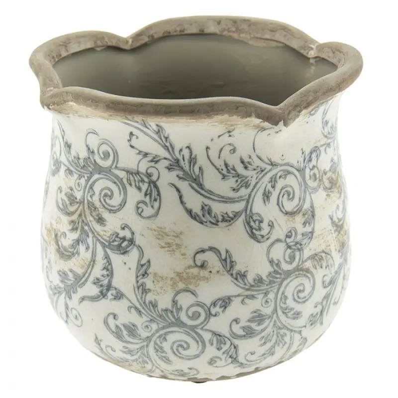 Keramický obal na květináč s ornamenty – 15x14 cm