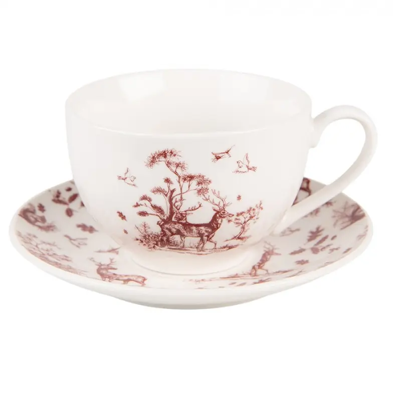 Porcelánový šálek s podšálkem Pretty Forest – 12x9x6 cm