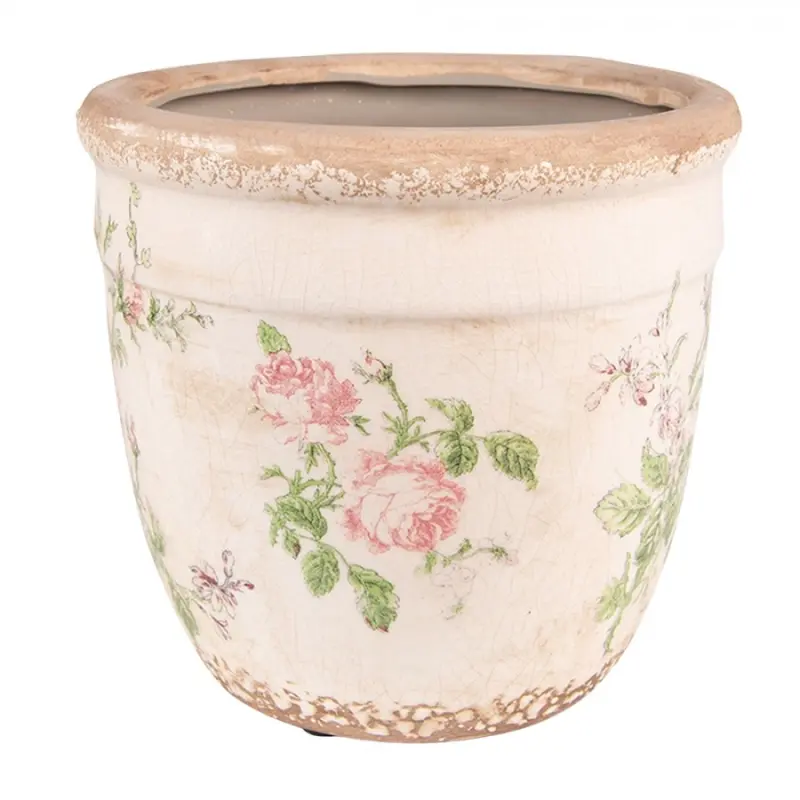 Keramický obal na květináč s růžemi Roses V L – 18x17 cm
