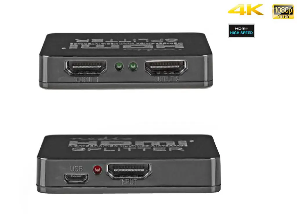 Nedis VSPL34002BK- HDMI Rozbočovač | 2 Porty port(s) | Vstup HDMI | 2x výstup HDMI | 4K@30Hz | 2.25 Gbps | Černá