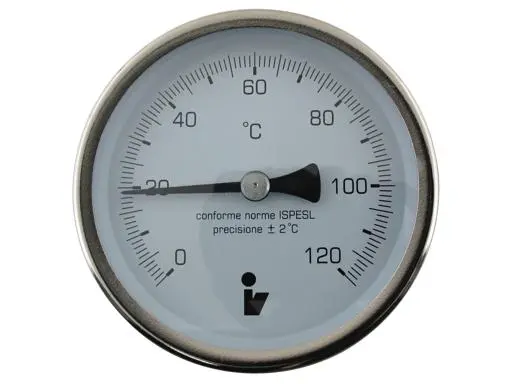 Teploměr bimetalový DN 100, 0-120°C, jímka 75mm, zadní připojení 1/2"