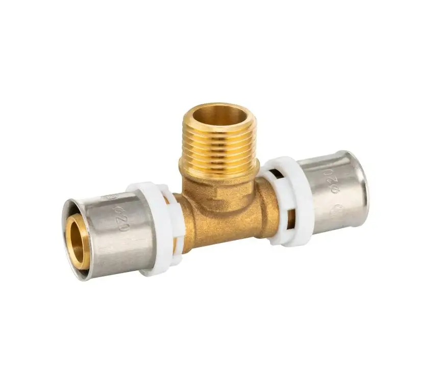 PEXAL T-kus s vnějším závitem 16 x 1/2" x 16 - Lisovací tvarovka (TH)