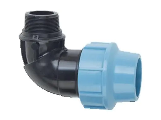 PE Koleno 20x1/2" s vnějším závitem, svěrná spojka na polyetylen
