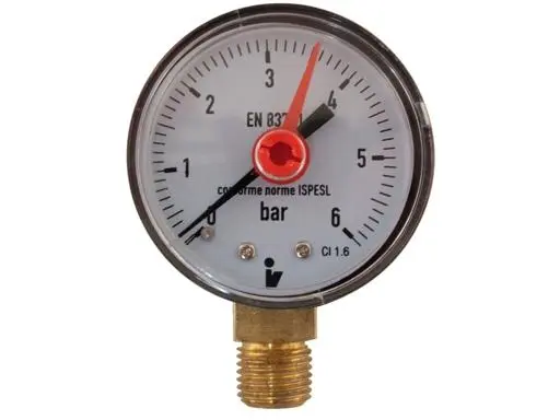 Tlakoměr 0- 6bar, DN50 - 1/4", spodní vývod