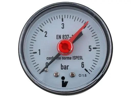 Tlakoměr 0- 6bar, DN63 - 1/4", zadní vývod