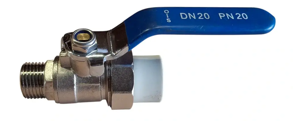 PPR Kulový kohout 20x1/2" s vnějším závitem a varným šroubením