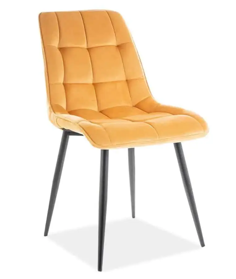 Casarredo Jídelní čalouněná židle SIK VELVET žlutá curry/černá