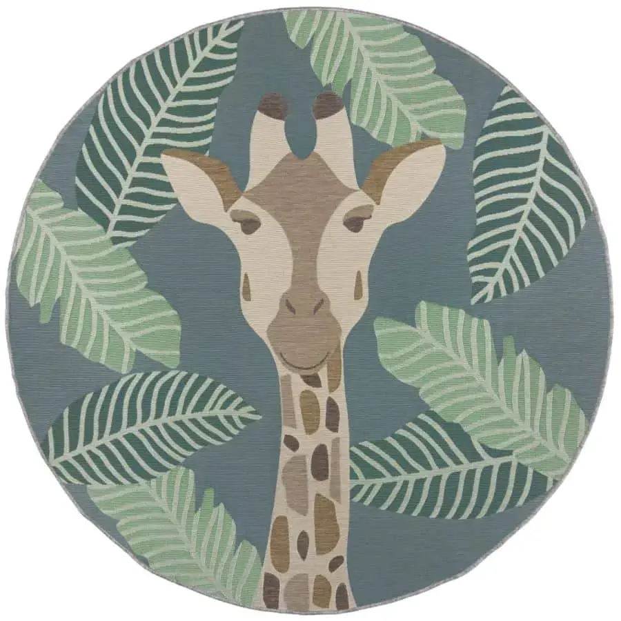 Kusový koberec Dauntless Eric Giraffe Blue – na ven i na doma Kruh Ø 160 cm
