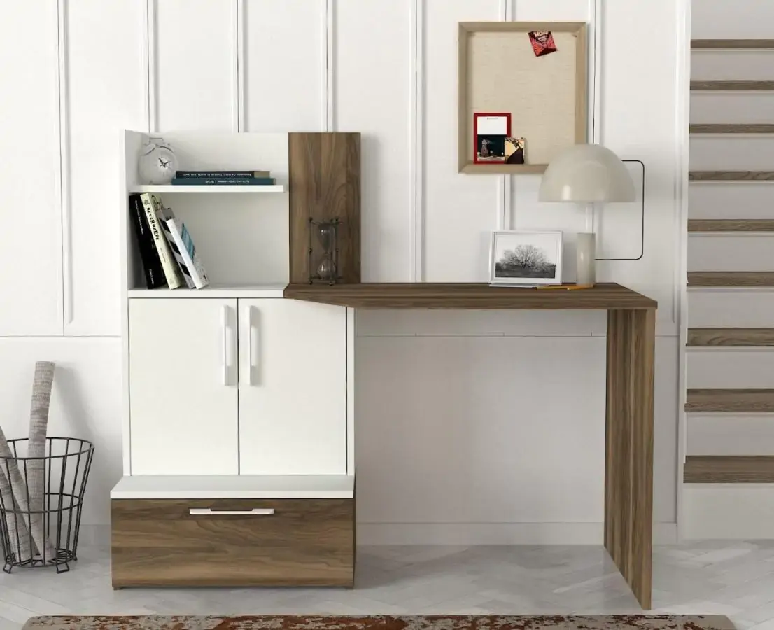 Casarredo Pracovní stůl s komodou BAKER ořech/bílá