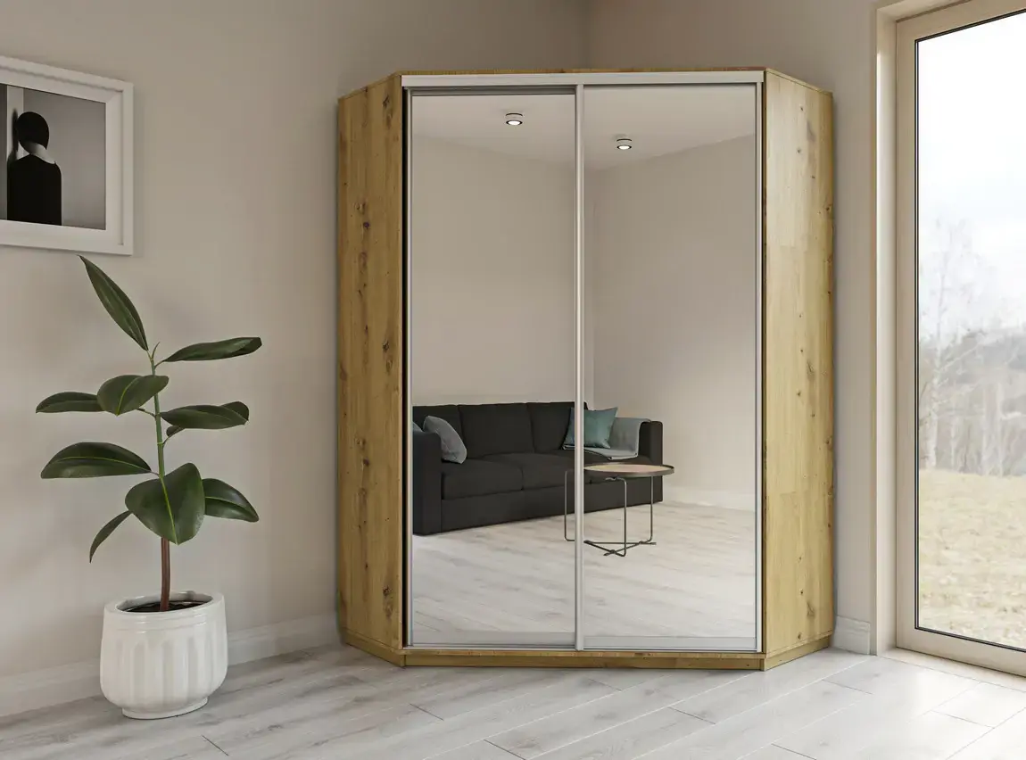 Casarredo Šatní skříň rohová CORA 140/220 artisan/zrcadlo
