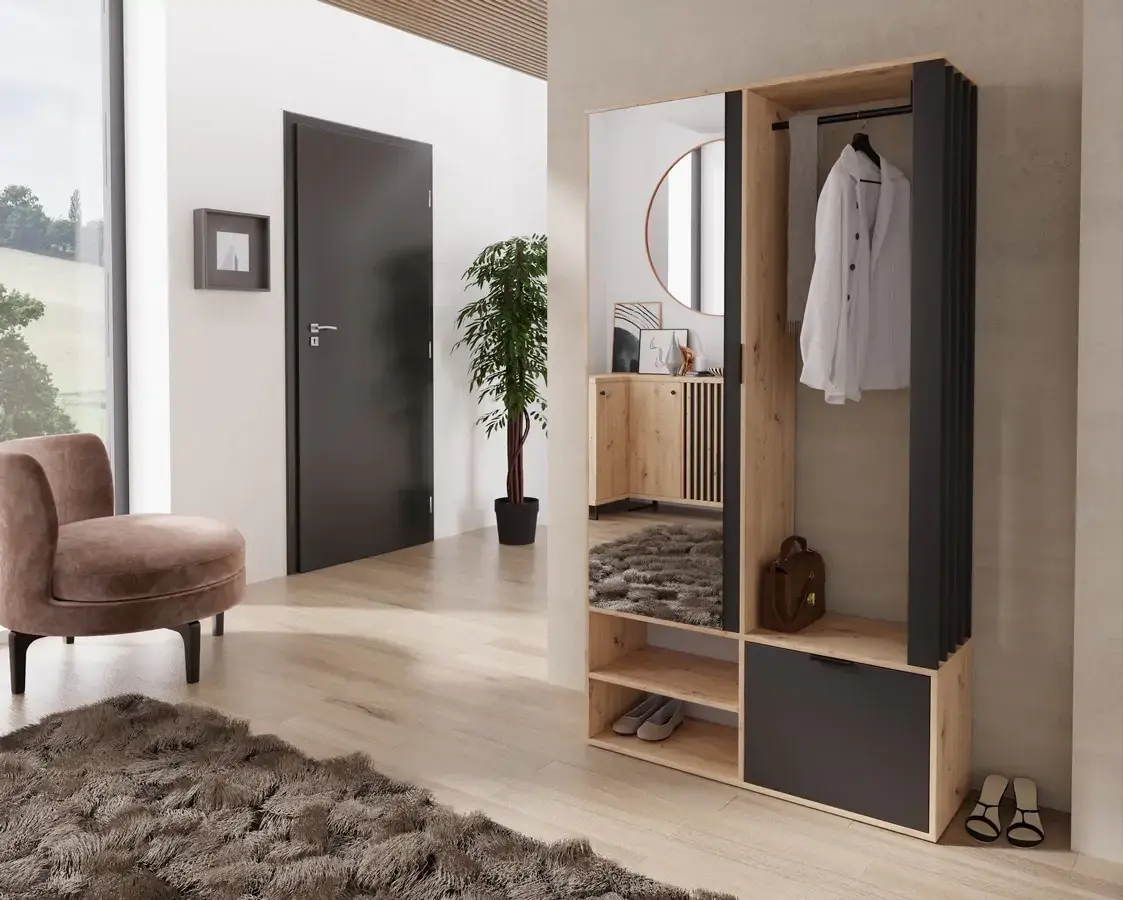 Casarredo Předsíňová stěna MINAS dub artisan/černá