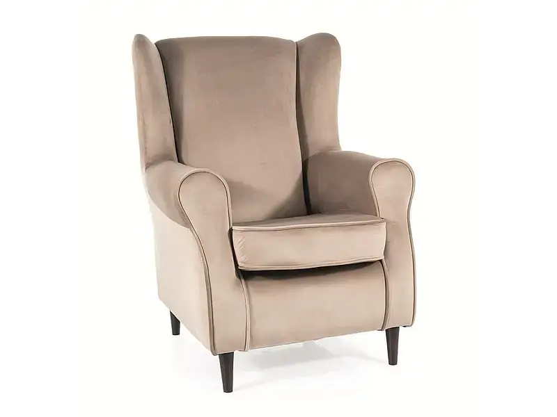Casarredo Čalouněné křeslo BERY velvet tmavě béžová/wenge