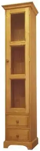 Unis Dřevěná skříň vysoká prosklená 00171