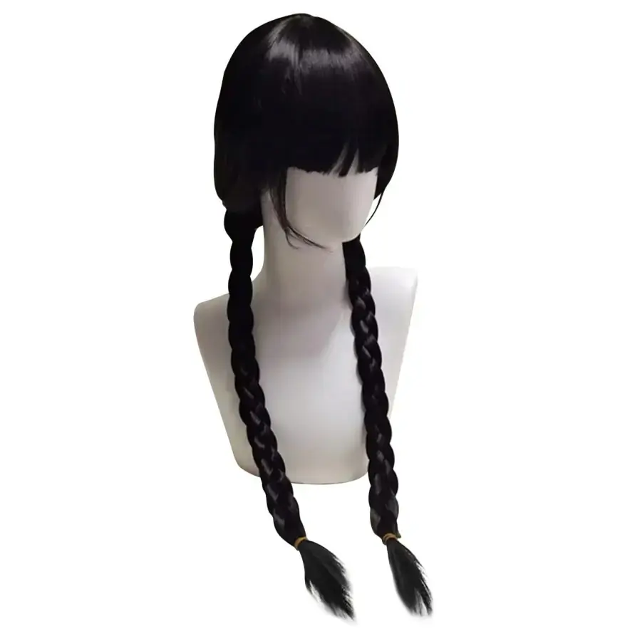 bHome Wednesday černá paruka s copánky 65cm OPBH1468