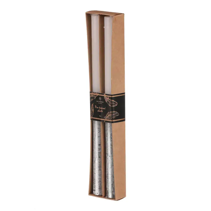 Autronic Svíčka SVT502 WT - bílá/stříbrná (2 ks)