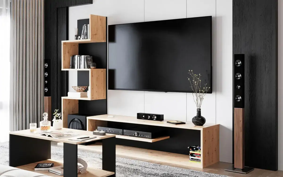 Casarredo Obývací stěna PAGET barva dub artisan/černá