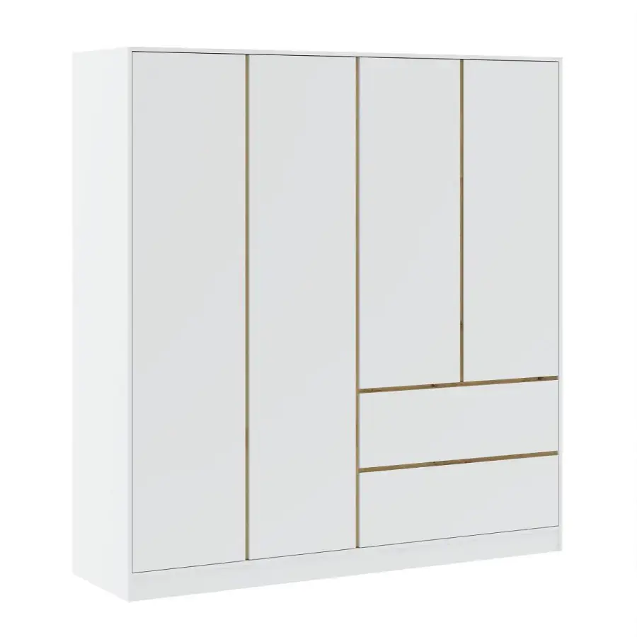 Casarredo Šatní skříň 4D2S BURELA bílá/dub artisan