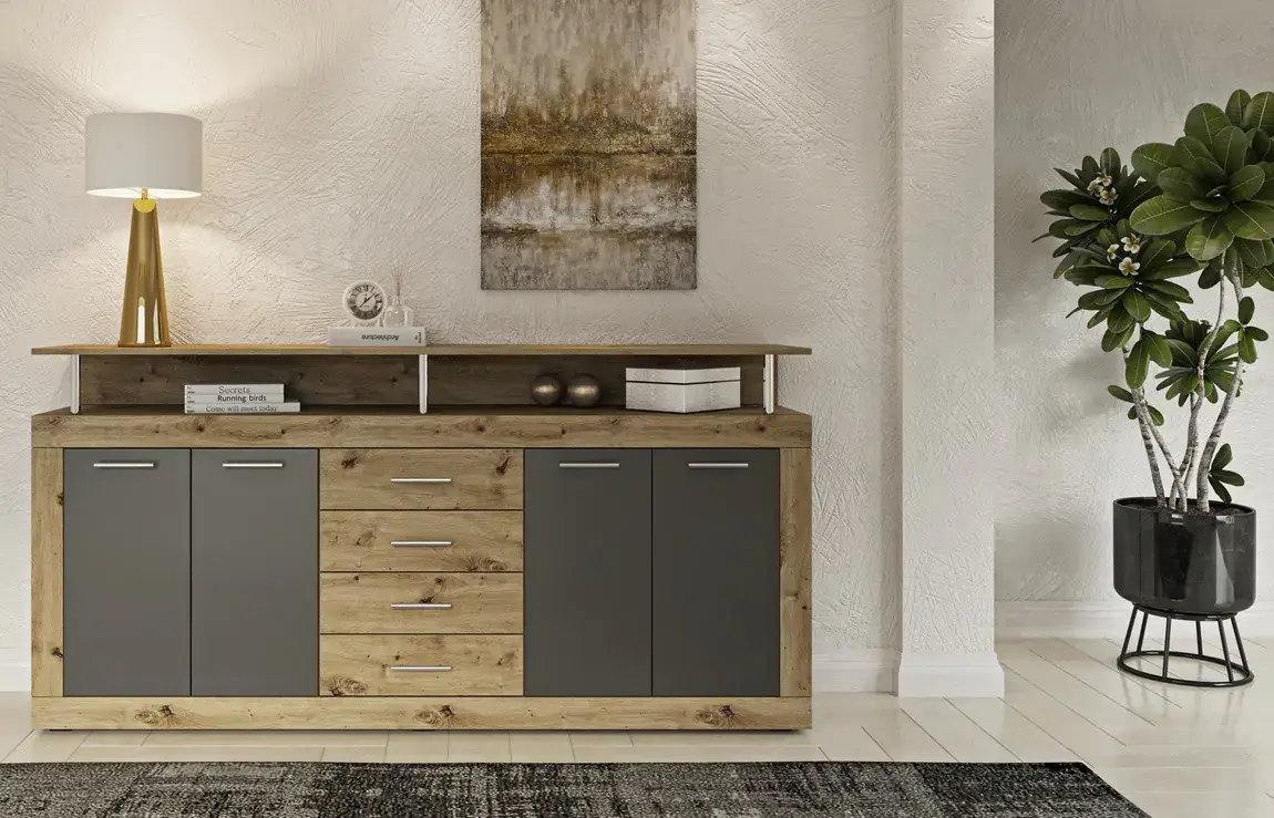 Casarredo Komoda 4D4S PRETORIA artisan/šedá