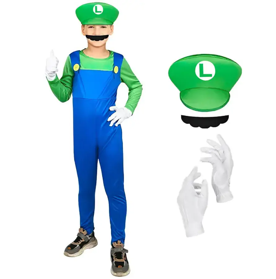 FunCo Dětský kostým Super Mario Luigi 122-134 L