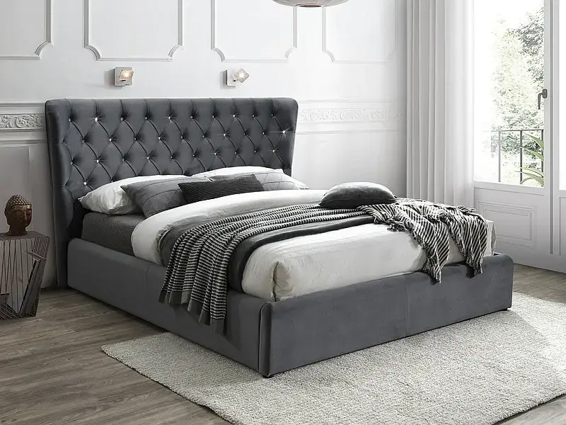 Casarredo Čalouněná postel KARMEN VELVET 160x200 cm šedá