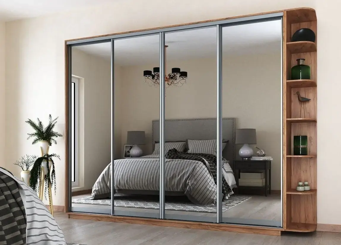 Casarredo Šatní skříň REFLECTION 280/220 – dub kraft zlatý/zrcadlo