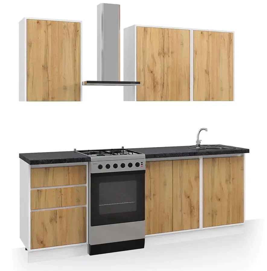 Casarredo Kuchyně NUEVA A 160 bílá/apalačský dub