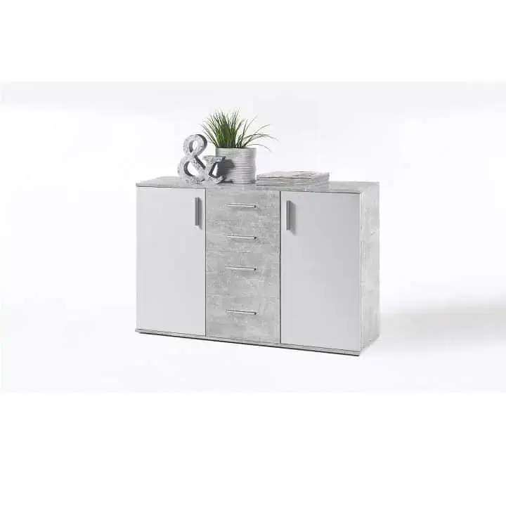 Tempo Kondela Komoda POPPY 5 - bílá / beton