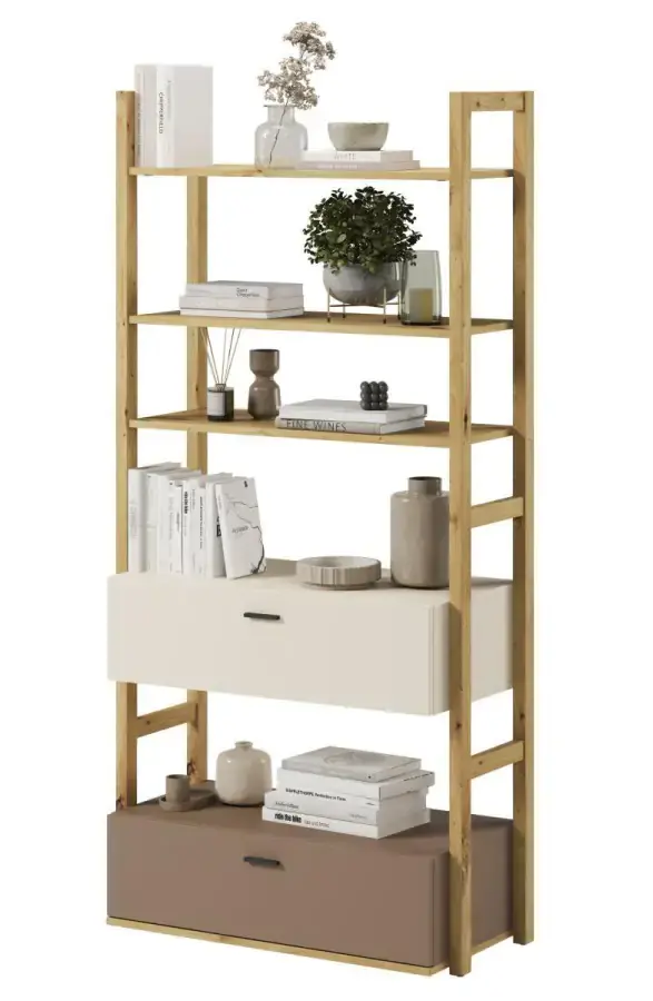 Casarredo Regál se 2 zásuvkami 85 LIMERA, dub artisan/béžová/lanýž