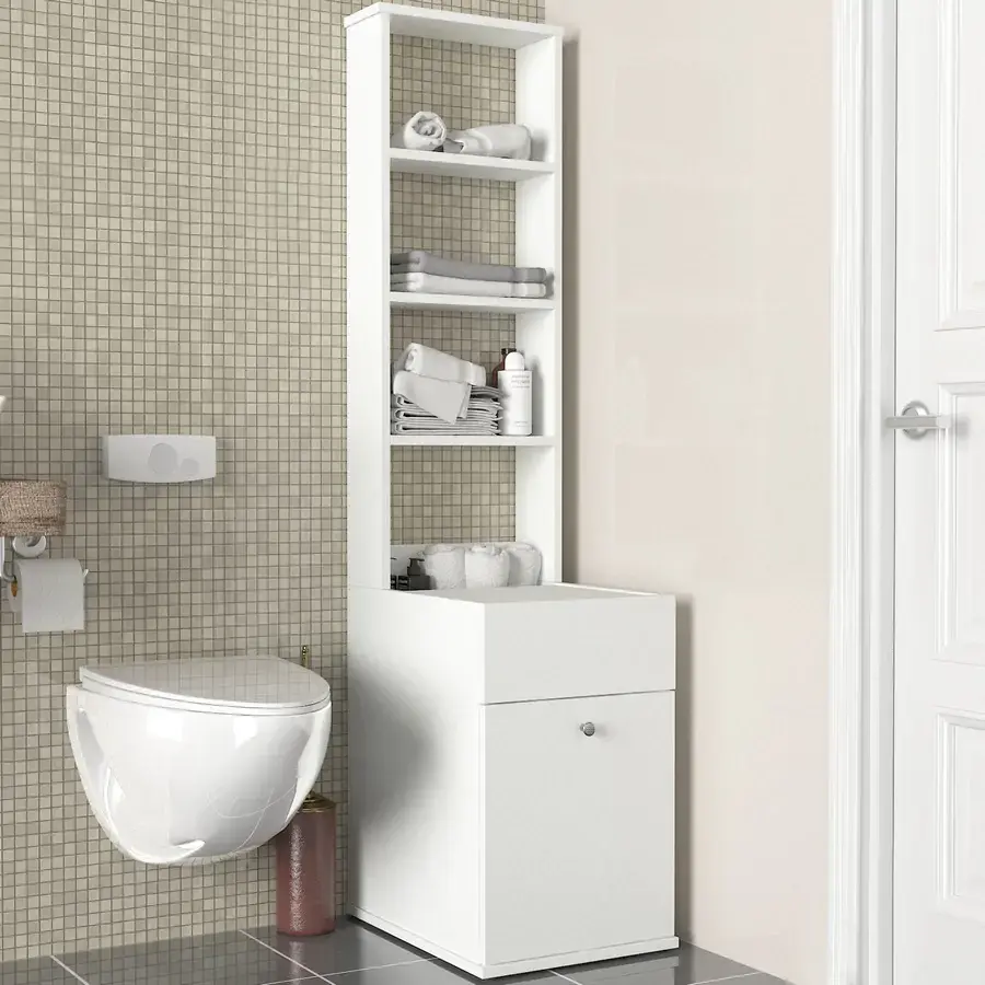 Casarredo Koupelnová skříňka s regálem LINDEN - bílá