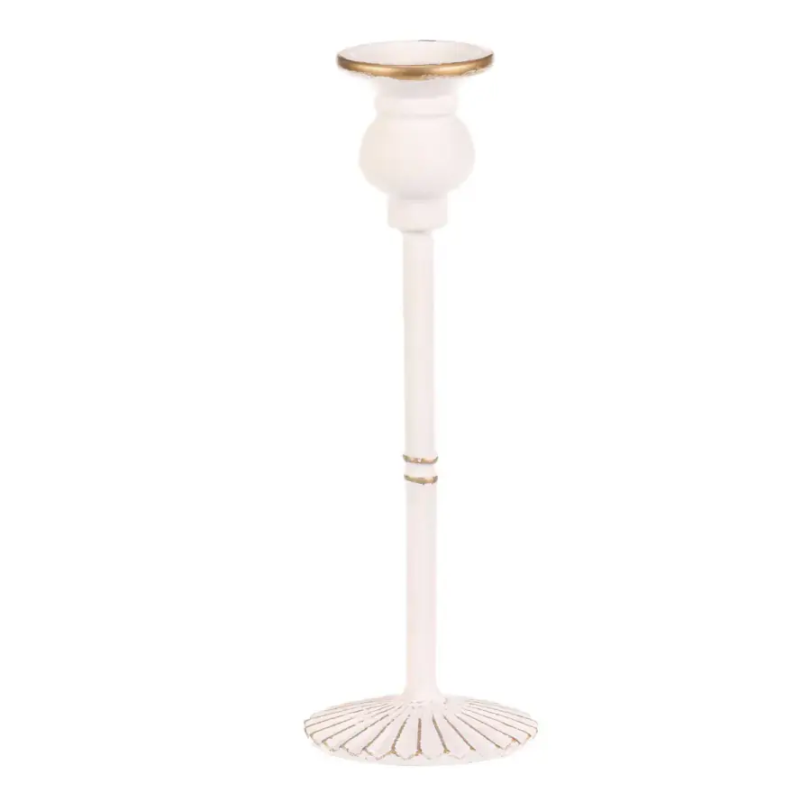 Kovový svícen 24 cm bílý FUP542