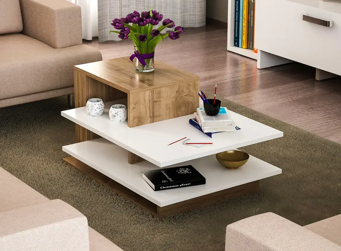 Casarredo Konferenční stolek KNOB - bílá/ořech