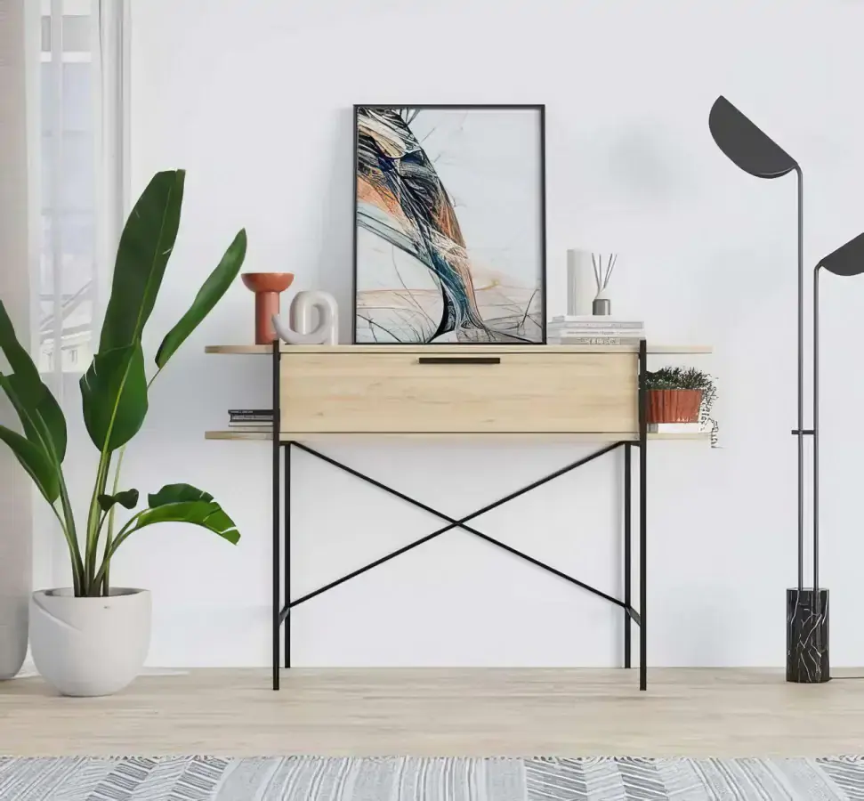 Casarredo Konzolový stolek LUNA - dub / bílá Carrara