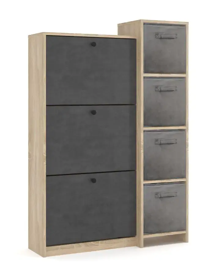Casarredo Výklopný třídveřový botník PIZZO - organizéry/dub sonoma