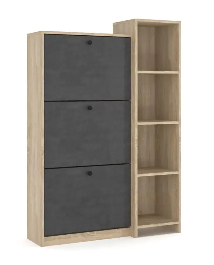 Casarredo Výklopný třídveřový botník PIZZO - dub sonoma