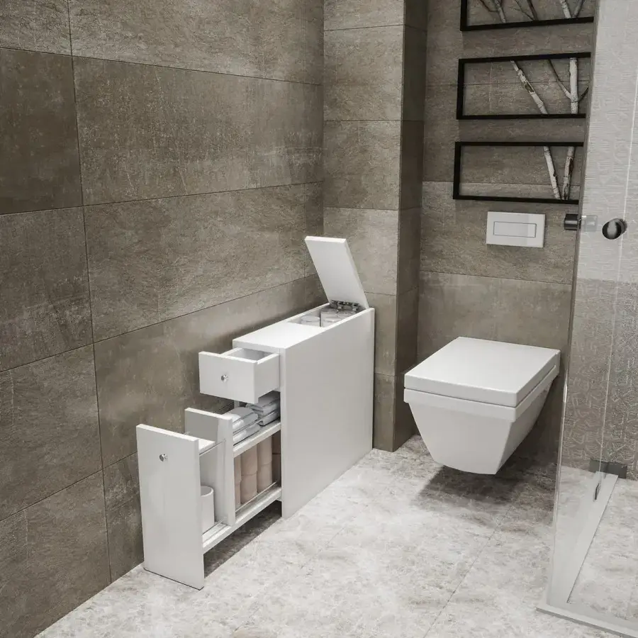 Casarredo Úzká koupelnová skříňka KALDER - bílá