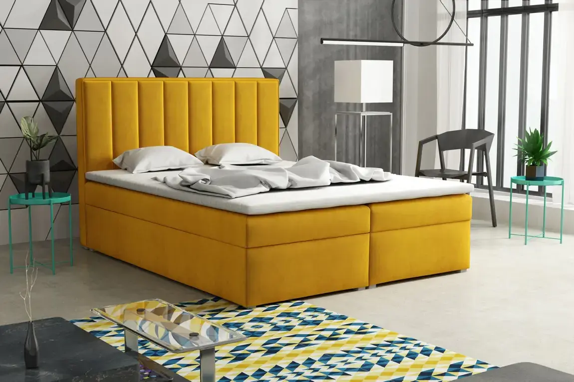 Casarredo Postel s matrací s ÚP LUCINI BOX 180x200 - žlutá