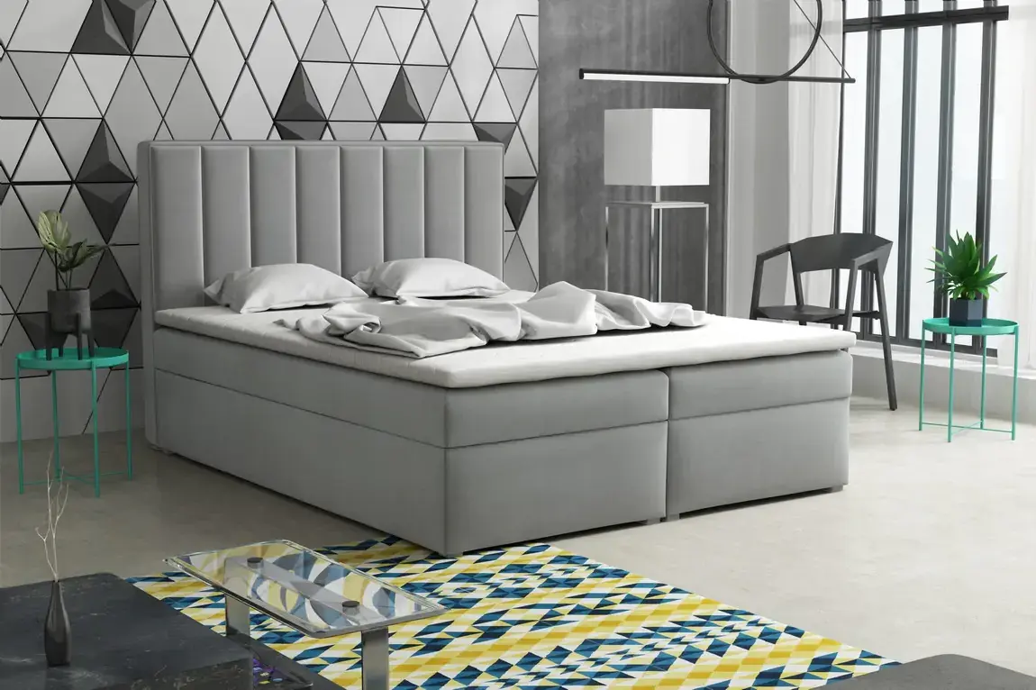 Casarredo Postel s matrací s ÚPLUCINI BOX 180x200 - světle šedá