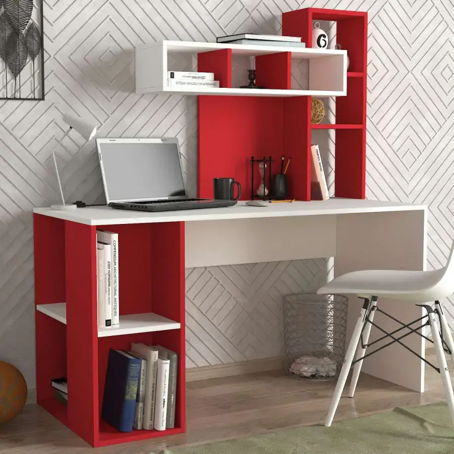 Casarredo Psací stůl ZAKIMI - bílá/červená